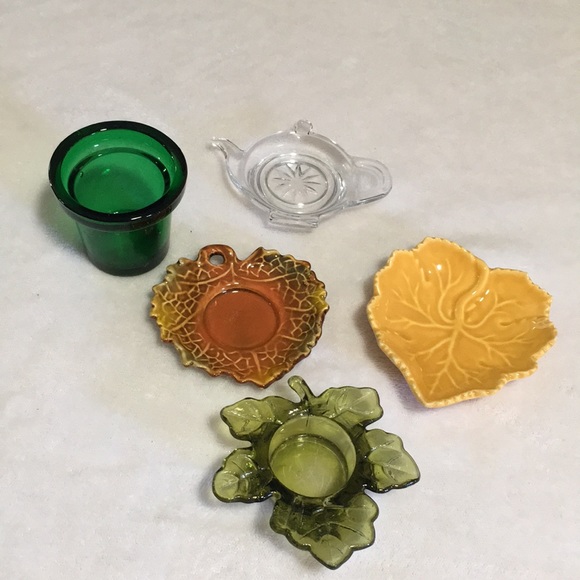 Set of five glass and ceramic votive small candle holders - Picture 1 of 6